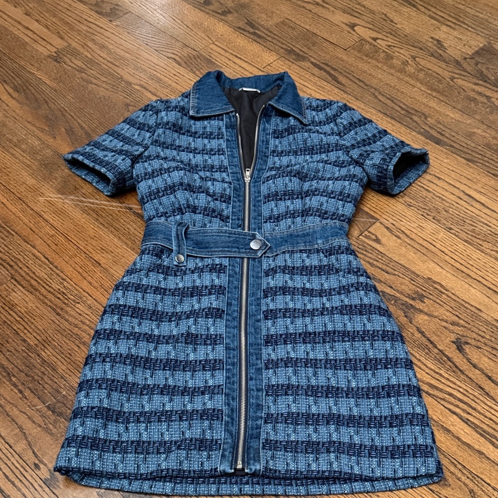 Jason Wu Denim Tweed Collared Short Sleeve Mini Dress Zipper
Belted XS